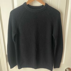 H&M Men's Black Ribbed Crewneck Pullover Sweater Size S Casual